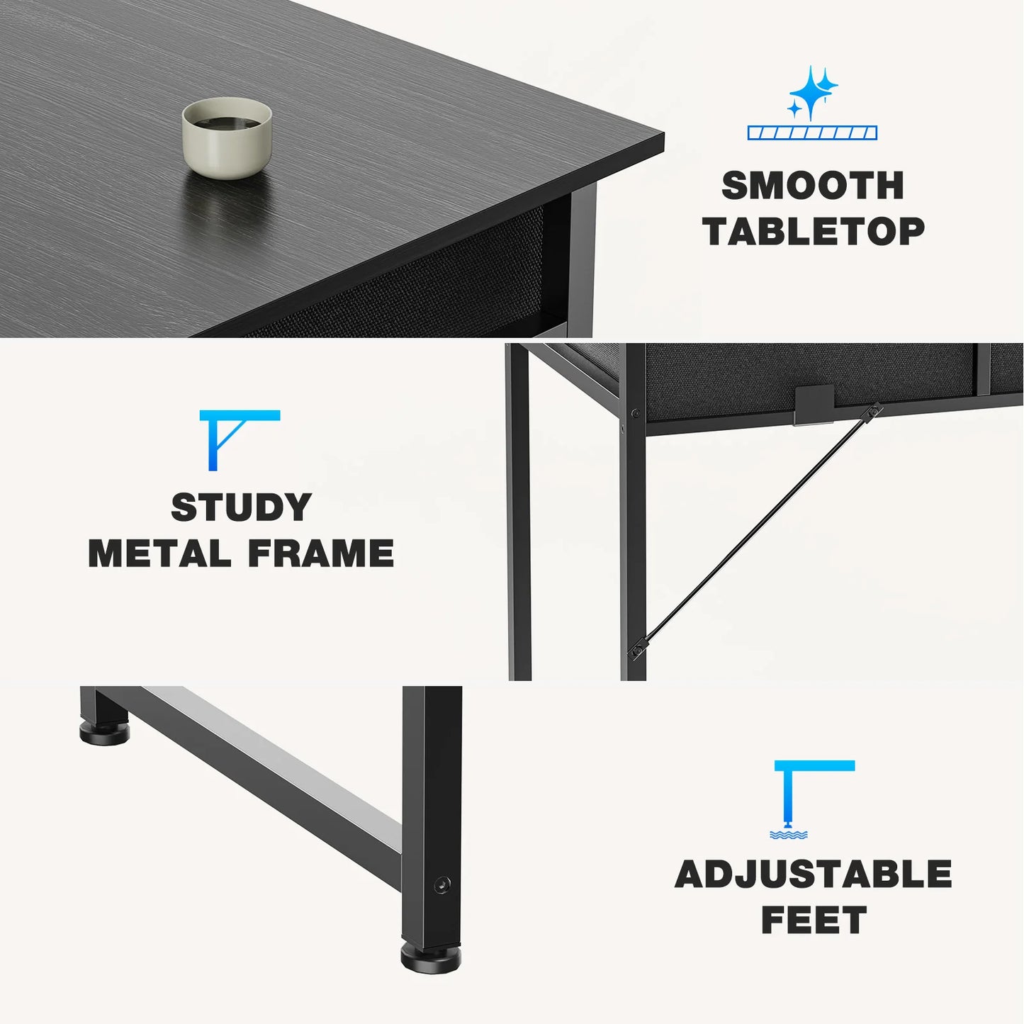Adjustable Modern Desk With Side Bag