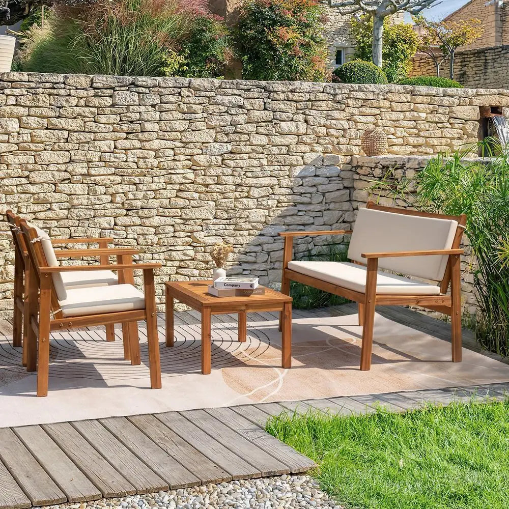 4 Piece Acacia Patio Set