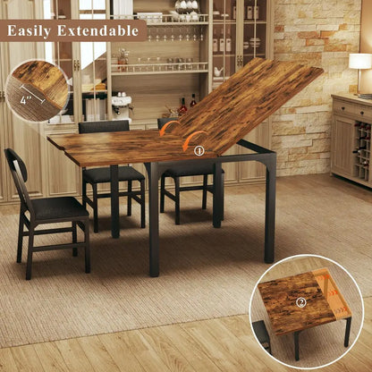 Extendable Kitchen Table Set with 6 Chairs,