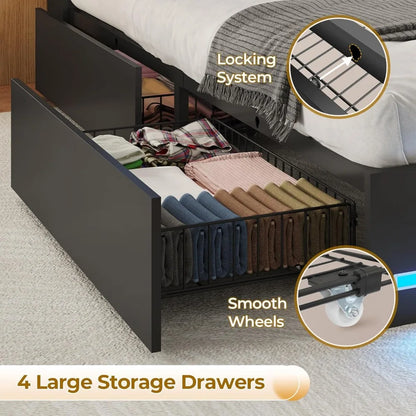 Bed Frame with Bookcase Headboard