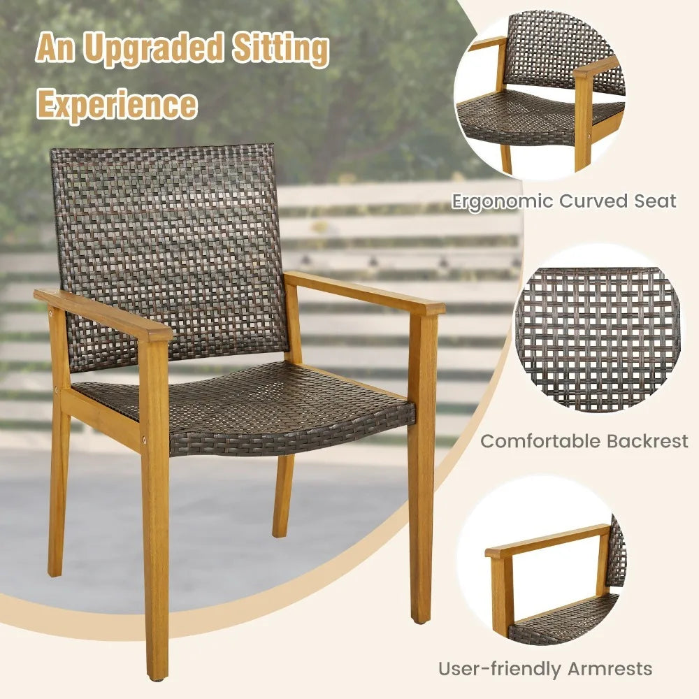 5 PCS  Acacia Wood Patio Dining Set