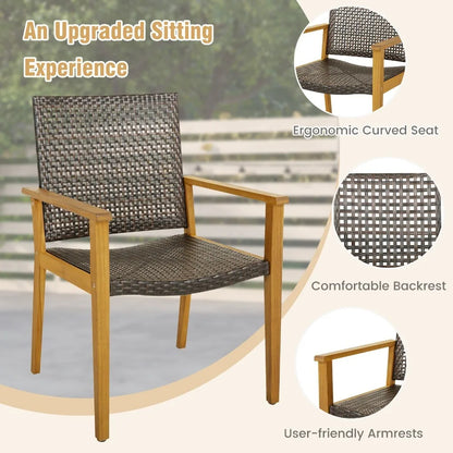 5 PCS  Acacia Wood Patio Dining Set