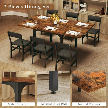 Extendable Kitchen Table Set with 6 Chairs,