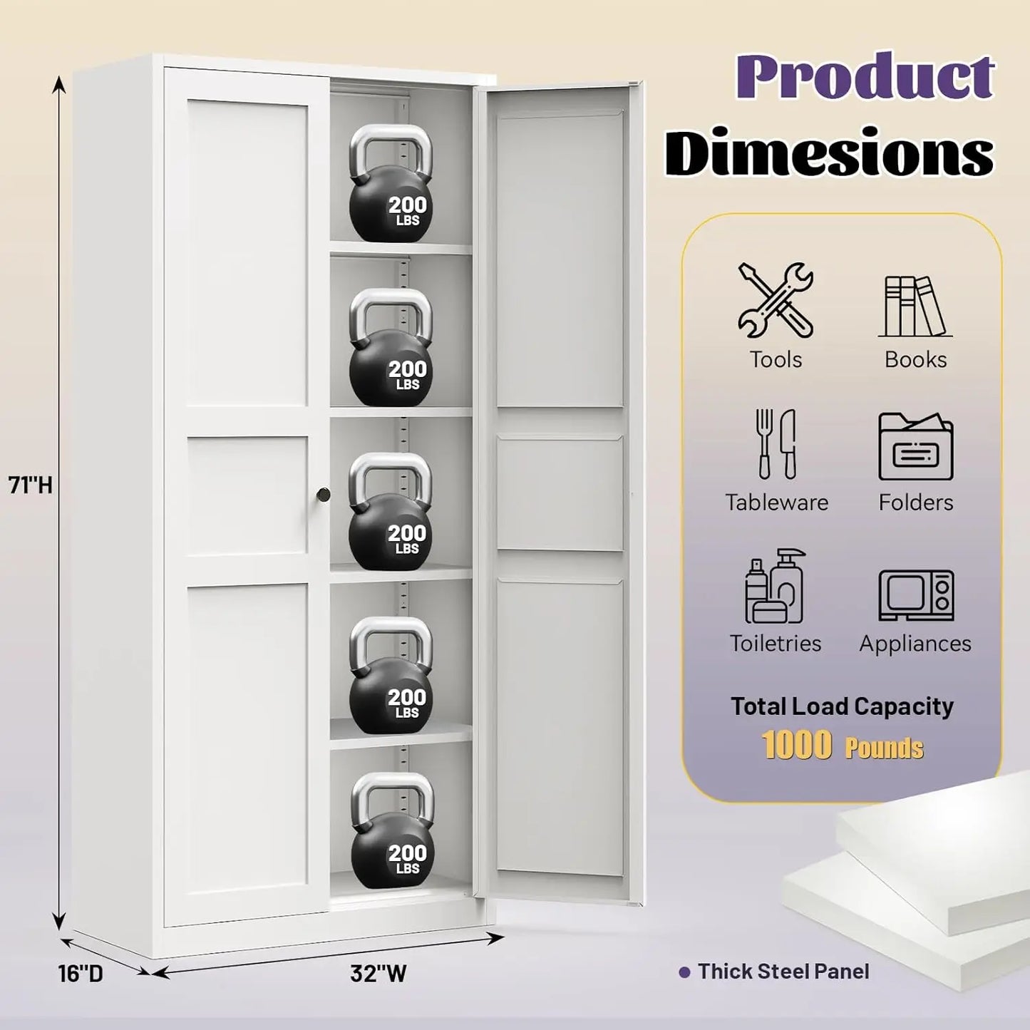 71" Metal Pantry Cabinet