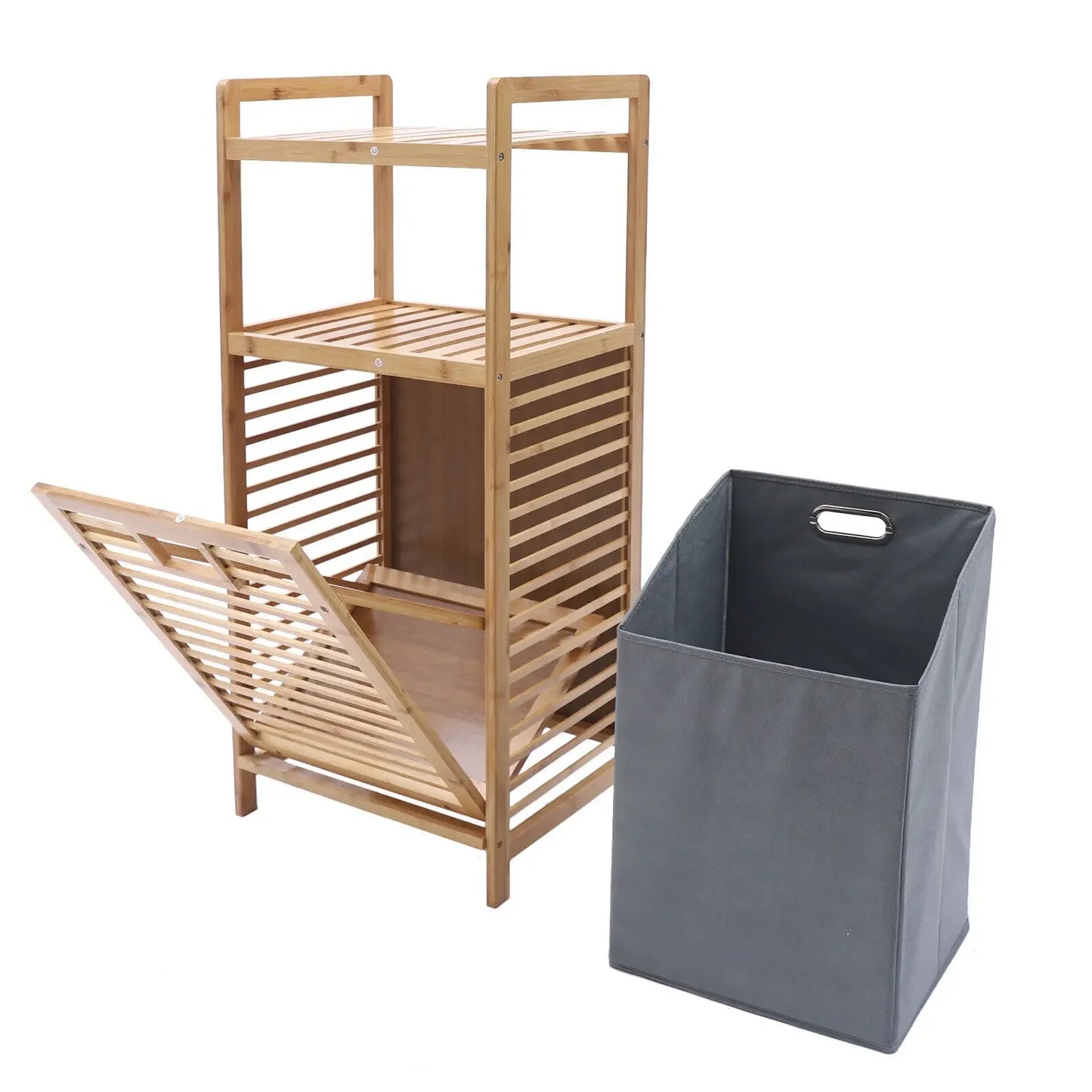 Bamboo Laundry Hamper Cabinet