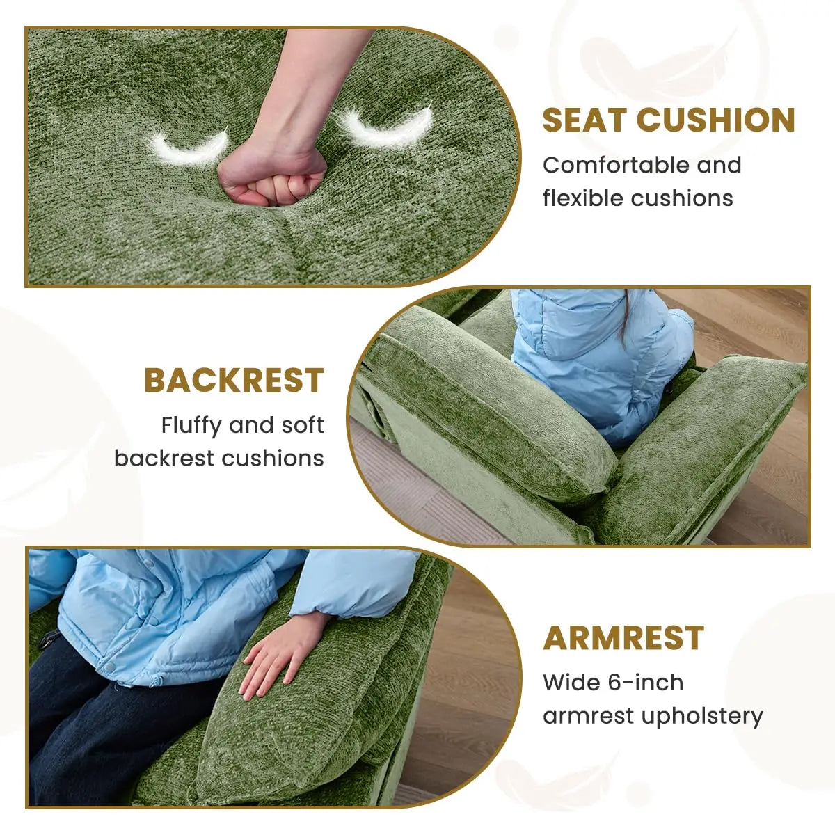 Modern Loveseat Sofa with Chenille Fabric