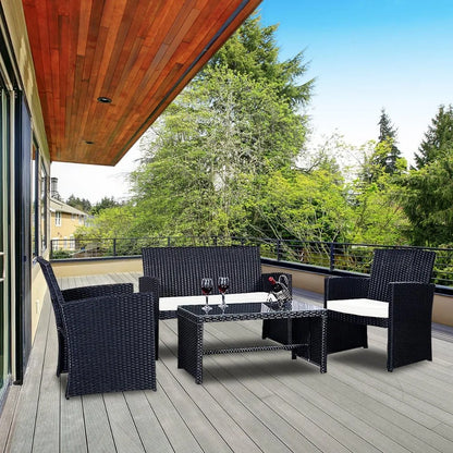 4 Piece Rattan Patio Furniture Set
