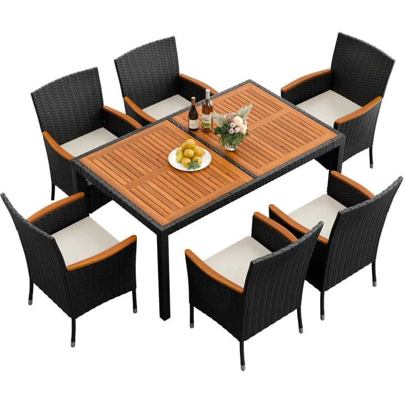 7 Piece Acacia Wood Patio Dining Set