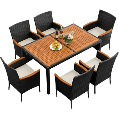 7 Piece Acacia Wood Patio Dining Set