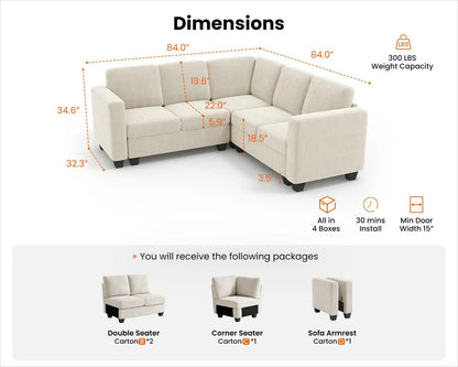 Modular Sectional Sleeper Sofa with Storage Ottoman