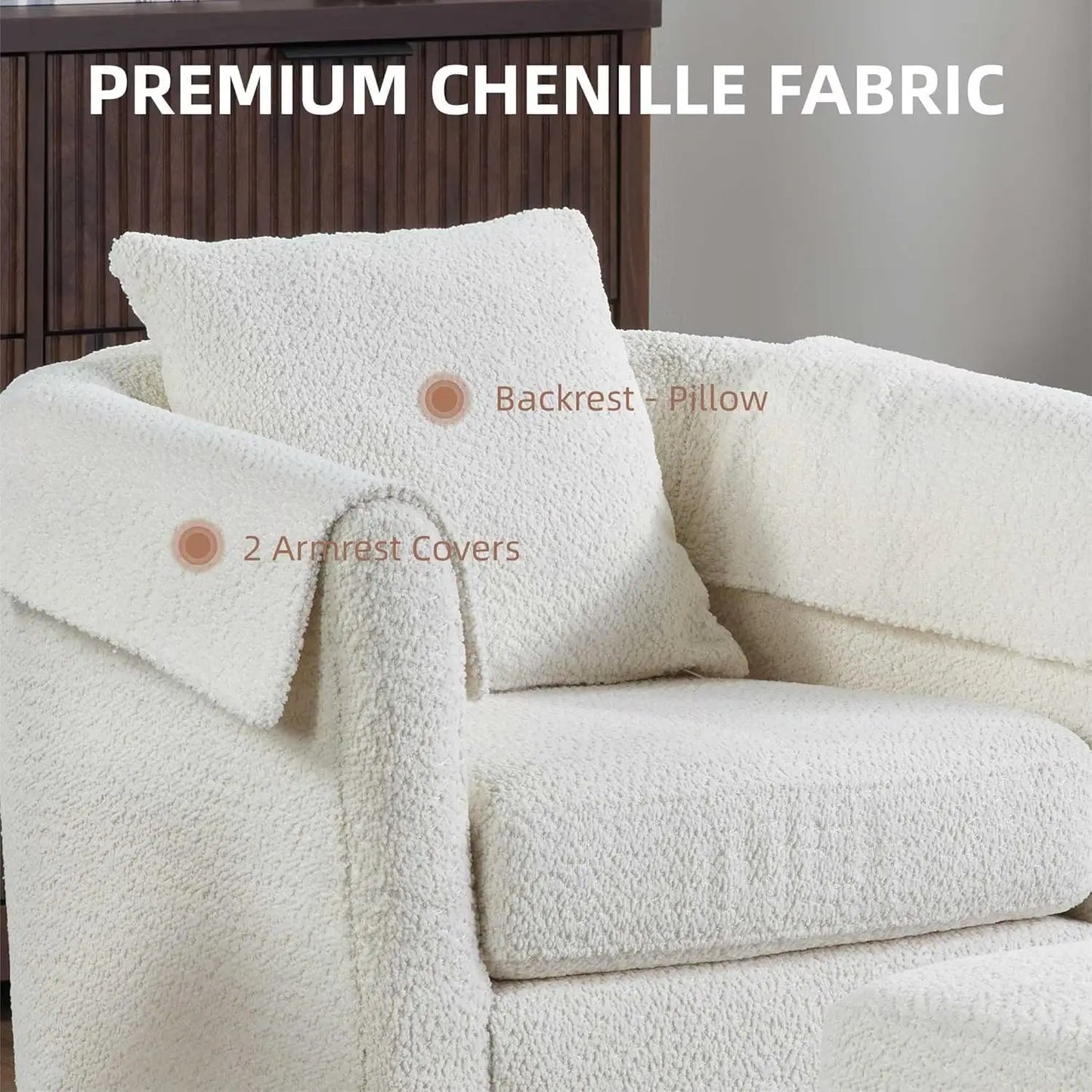 42" Oversized Swivel Barrel Chair with Storage Ottoman