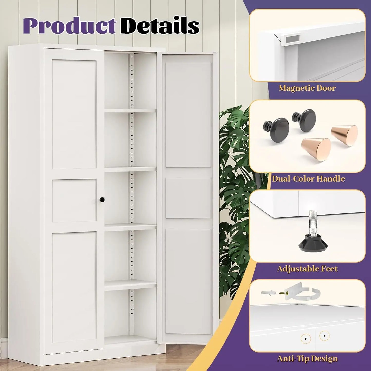 71" Metal Pantry Cabinet