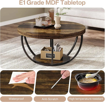 Modern Round Industrial Coffee Table