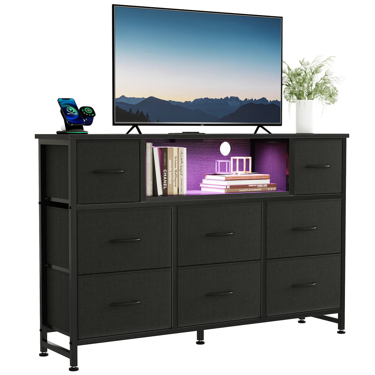 Dresser with LED Lights & Charging Station