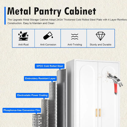 60" Metal Pantry Cabinet