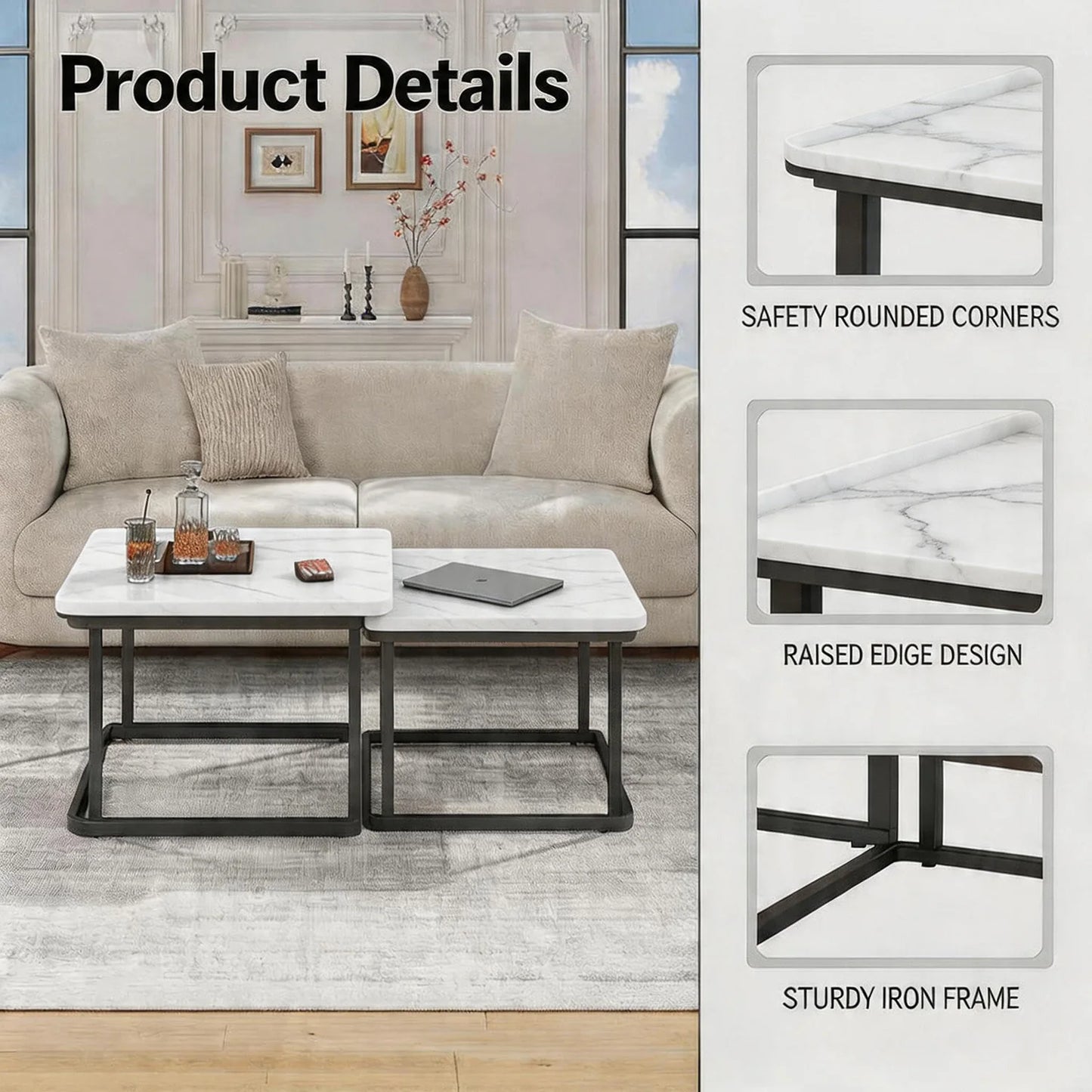 Set Of 2 Square Nesting Tables