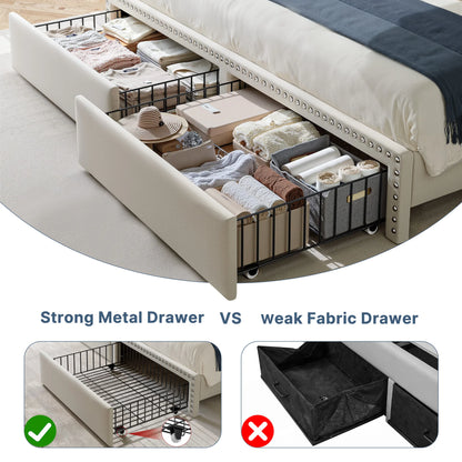 Bed Frame with 2-Tier Storage