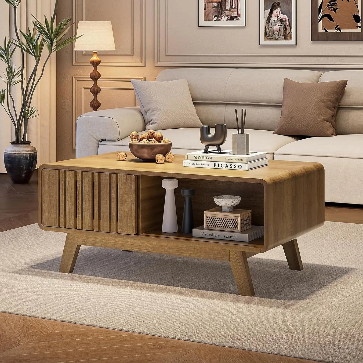 Mid Century Modern Coffee Table with Storage