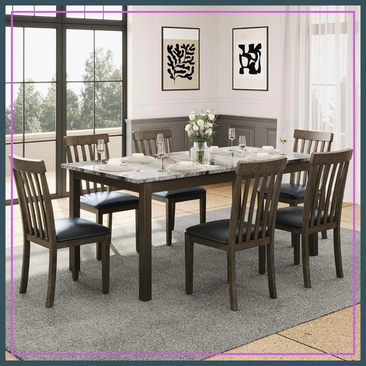7-Piece Solid Wood Dining Set