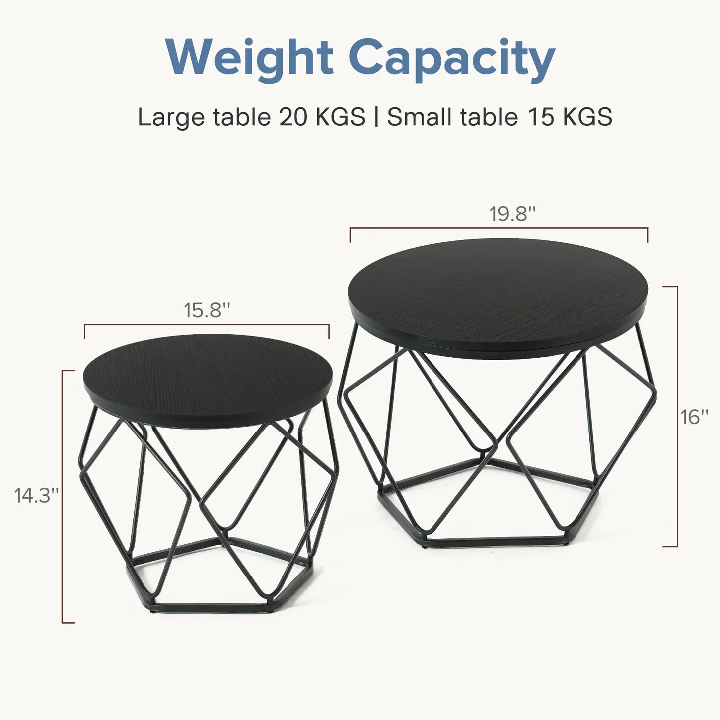 Geometric Set of 2 Nesting Tables