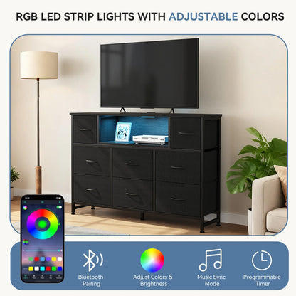 Dresser with LED Lights & Charging Station
