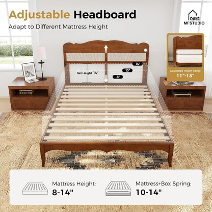 Platform Rattan Queen Bed Frame